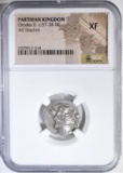 57-38 BC ORODES II  AR DRACHM  NGC XF