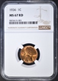 1936 LINCOLN CENT  NGC MS-67 RD