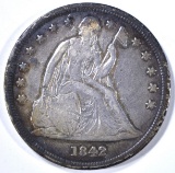 1842 SEATED LIBERTY  DOLLAR XF