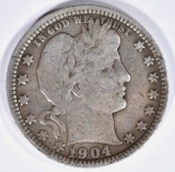 1904-O BARBER QUARTER VG/FINE