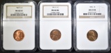 LOT OF 3 NGC GRADED LINCOLN CENTS: