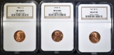 LOT OF 3 NGC GRADED LINCOLN CENTS: