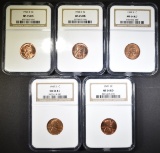 LOT OF 5 NGC GRADED LINCOLN CENTS: