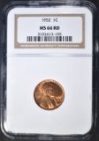 1952 LINCOLN CENT NGC MS-66 RD