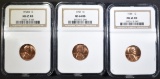 LOT OF 3 NGC GRADED LINCOLN CENTS: