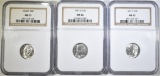 LOT OF 3 NGC GRADED ROOSEVELT DIMES: