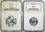 1948-P,S WASHINGTON QUARTERS MS-65 & 66