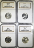 LOT OF 4 NGC GRADED WASHINGTON QUARTERS: