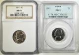 LOT OF 2 GRADED JEFFERSON NICKELS: