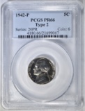 1942-P JEFFERSON NICKEL TYPE 2 PCGS PR-66