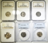 LOT OF 6 GRADED JEFFERSON NICKELS: