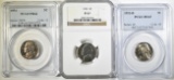 LOT OF 3 GRADED JEFFERSON NICKELS: