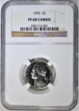 1955 JEFFERSON NICKEL NGC PF-68 CAMEO