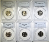 LOT OF 6 PCGS GRADED JEFFERSON NICKELS: