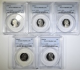 LOT OF 5 PCGS PR-69 DCAM JEFFERSON NICKELS: