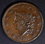 1834 LARGE CENT XF