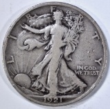 1921-P WALKING LIBERTY HALF DOLLAR F/VF