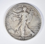 1938-D WALKING LIBERTY HALF DOLLAR, VF