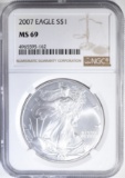 2007 AMERICAN SILVER EAGLE NGC MS-69