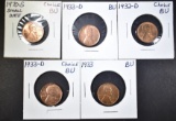 1932-D, 33, 2 33-D, 70-S SD LINCOLN CENTS  BU