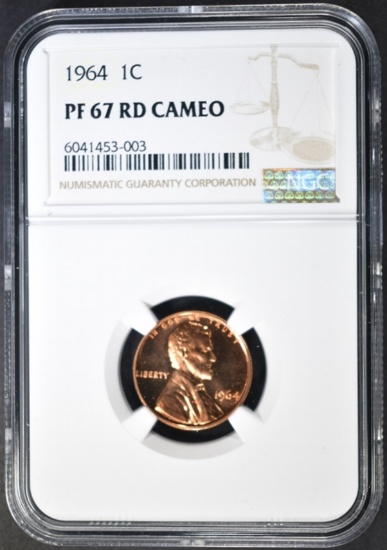1964 LINCOLN CENT NGC PF-67 RED CAMEO