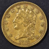 1836 GOLD $2.5 LIBERTY ORIG AU/UNC