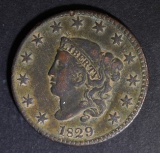 1829 MED LETTERS LARGE CENT  VF