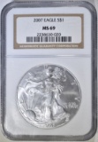 2007 AMERICAN SILVER EAGLE NGC MS-69