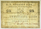 1862 TWENTY FIVE CENT RUSSELL & CO TOWANDA PA,