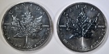 2-1991 BU CANADA 1oz SILVER MAPLE LEAF COINS
