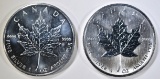 2007 & 2008 BU CANADA 1oz SILVER MAPLE LEAF COINS