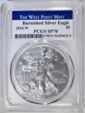 2018-W BURNISHED AMERICAN SILVER EAGLE PCGS SP-70