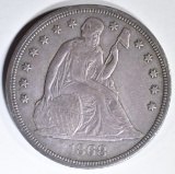 1868 SEATED LIBERTY DOLLAR  AU/BU