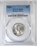 1934 WASHINGTON QUARTER  PCGS MS-65