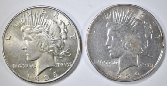 1934-D AU & 1935 AU/BU PEACE DOLLARS