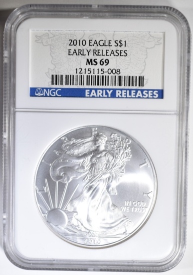 2010 SILVER EAGLE NGC MS-69 EARLY RELEASE