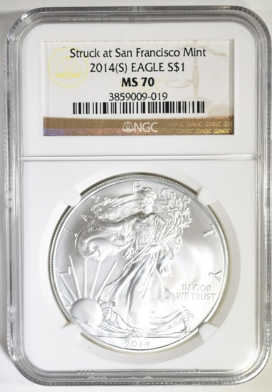2014 (S) SILVER EAGLE NGC MS-70