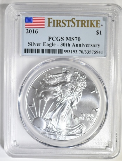 2016 AMERICAN SILVER EAGLE PCGS MS-70 FIRST STRIKE