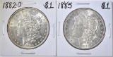 1882-O & 1885 AU MORGAN DOLLARS