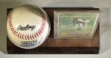 LOU BROCK 3,000TH HIT SIGNED BALL & CARD