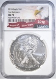 2018 SILVER EAGLE NGC MS-70 1st RELEASES