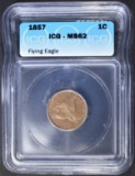 1857 FLYING EAGLE CENT  ICG MS-62