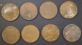 8 MIXED DATE 2-CENT PIECES