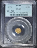 1871 GOLD 25-CENT BG-768 PCGS XF-45