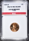 1974-S LINCOLN CENT BGC PERFECT PR DCAM RED