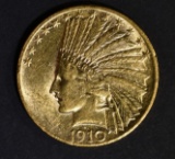 1910 $10 GOLD INDIAN AU/BU