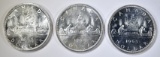 3 1965 SILVER CANADIAN DOLLARS