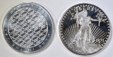 2-DIFFERENT ONE OUNCE .999 SILVER ROUNDS