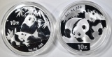 2007 & 2008 1oz CHINESE SILVER PANDA COINS
