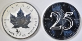 2013 & 14 REV PROOF 1oz SILVER MAPLE LEAF COINS